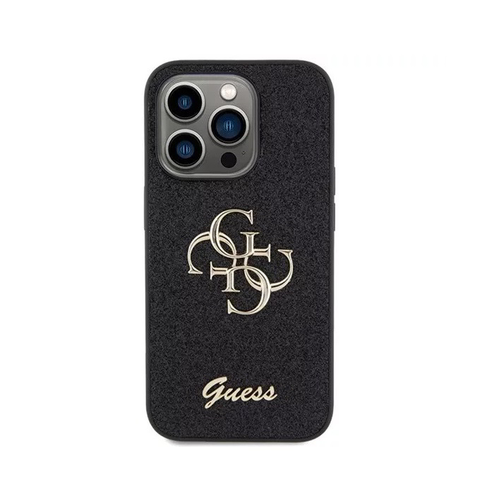 Guess Glitter Script Big 4G Apple iPhone 15 Pro Tok - Fekete (GUHCP15LHG4SGK)
