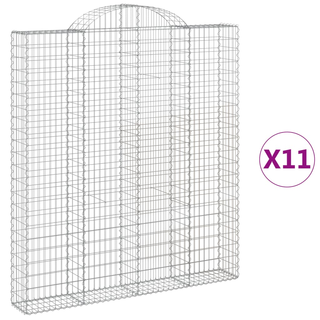 11 db íves horganyzott vas gabion kosár 200x30x220/240 cm (3146245)