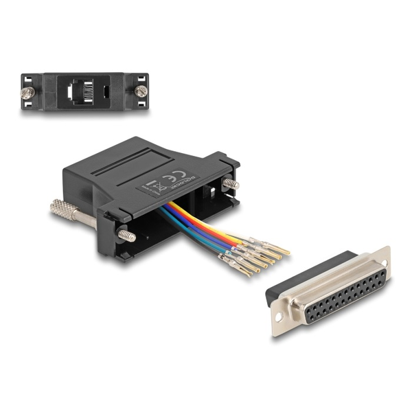 Delock D-Sub 25 Pin Buchse zu RJ12 Buchse Montagesatz schwarz