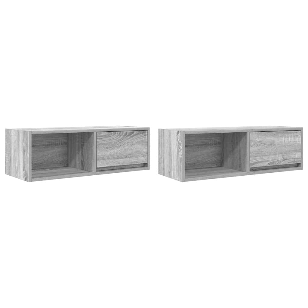 2 db szürke sonoma szerelt fa fali TV-szekrény 80x31x25,5 cm (861465)