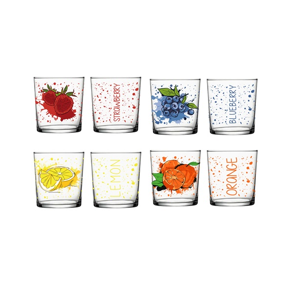 IRIS mintás üveg pohár 345ml, Blueberries, Lemon vagy Orange minta 131700-001 (131700-001)