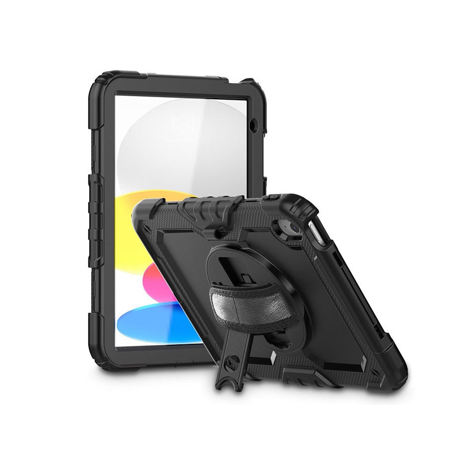 Apple iPad 10.9 (2022) ütésálló tablet tok 360 fokos védelemmel, 4H kijelzővédő üveggel - Tech-Protect Solid 360 - fekete (ECO csomagolás) (TP927670)
