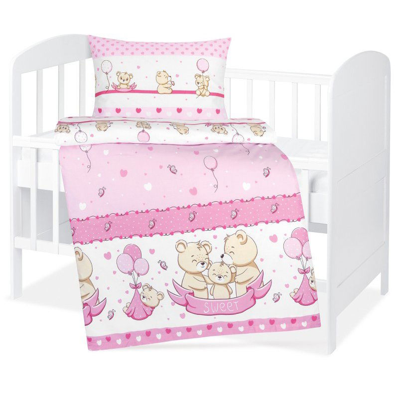 Bellatex Agáta 90/083 gyerek ágyneműhuzat, mackó család, rózsaszín, 90×135, 45×60 (12440)