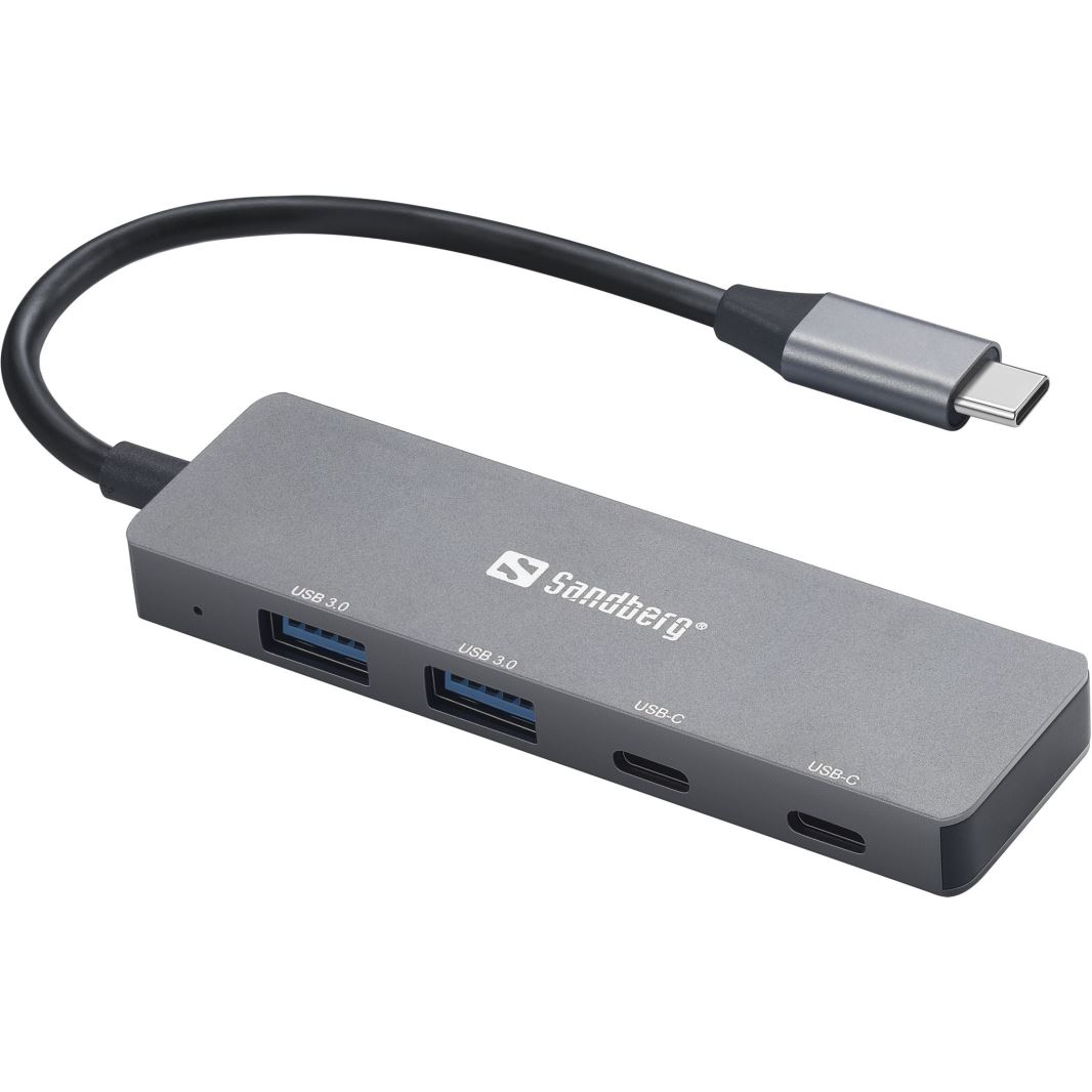 Sandberg 136-50 hub USB Typ-C 5000 Mbit/s Šedá (136-50)