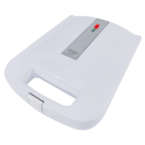Adler AD 3055, 2000 W, XXL, 4 szendvics, Tapadásmentes bevonat, Fehér, Szendvicssütő