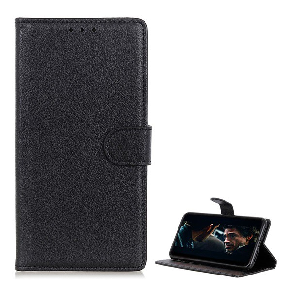 Tok álló, bőr hatású (FLIP, oldalra nyíló, asztali tartó funkció, prémium) FEKETE [Samsung Galaxy Xcover Pro (SM-G715F) Xcover Pro EE]