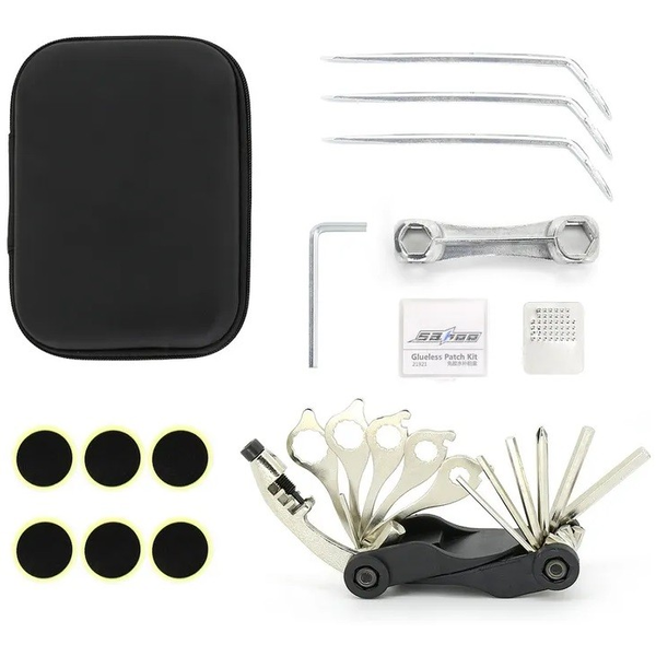 Univerzális, kerékpáros / biciklis szerszám készlet, tárolóval, vízálló, Sahoo 212105, fekete