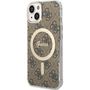 Калъф за телефон Guess за iPhone 14 Plus с безжично зарядно и кабел, Silicon, Magsafe, Brown