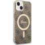 Калъф за телефон Guess за iPhone 14 Plus с безжично зарядно и кабел, Silicon, Magsafe, Brown