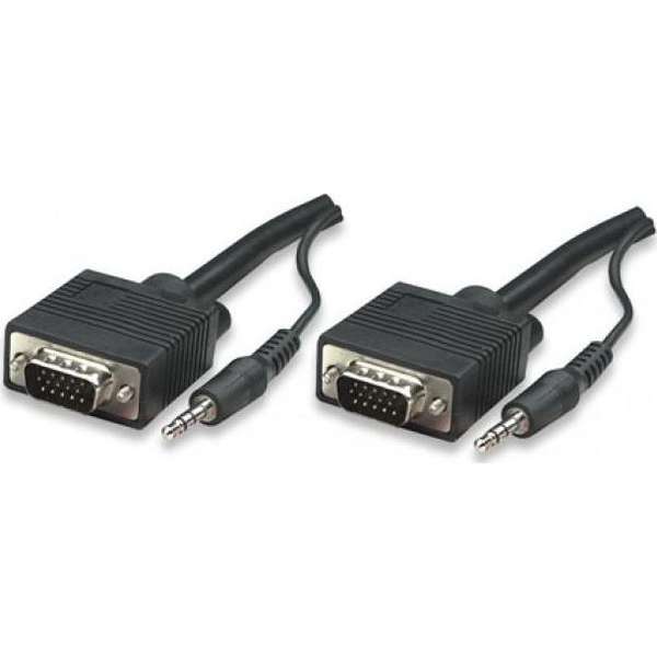 Manhattan SVGA + Audio 10 m VGA (D-Sub) + 3.5mm Zwart