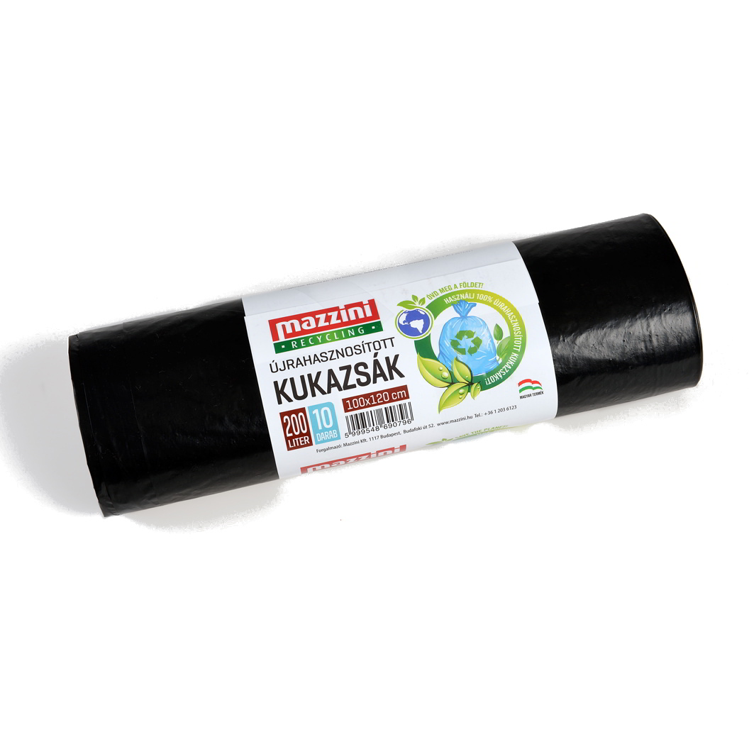 Mazzini Újrahasznosított szemeteszsák 200 l (10 db / tekercs) - Fekete (104100)