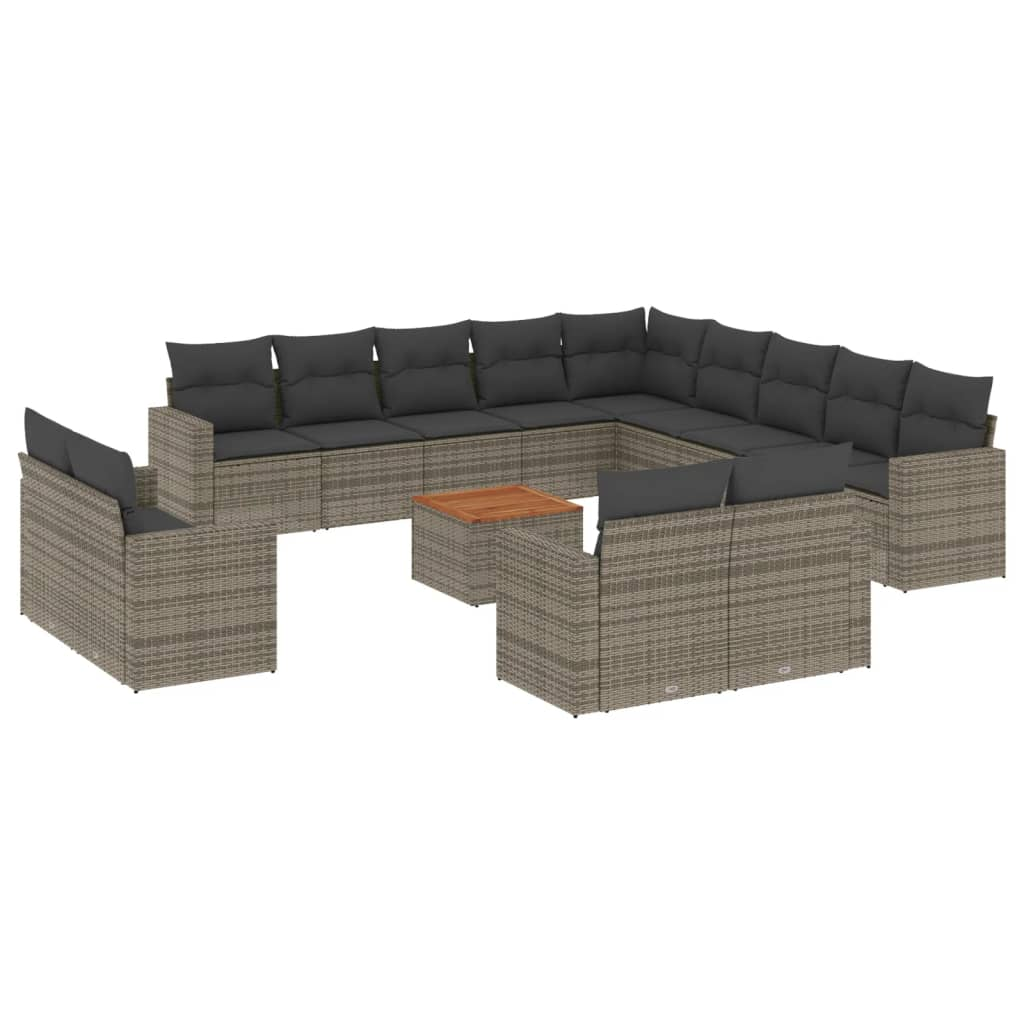 14 részes szürke polyrattan kerti ülőgarnitúra párnákkal (3224401)
