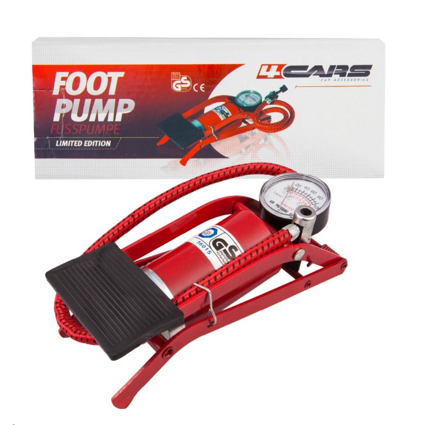 4CARS légnyomásmérős lábpumpa 3 szeleppel (90717) (4CARS90717)