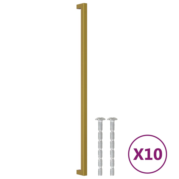 Mânere de dulap, 10 buc., auriu, 480 mm, oțel inoxidabil