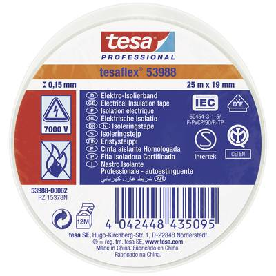 Tesa flex IEC (53988-00062-00) Szigetelőszalag Fehér (H x Sz) 25 m x 19 mm 1 db (53988-00062-00)