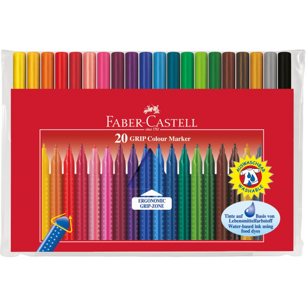 Písacie stroje Faber-Castell Grip 20 farieb