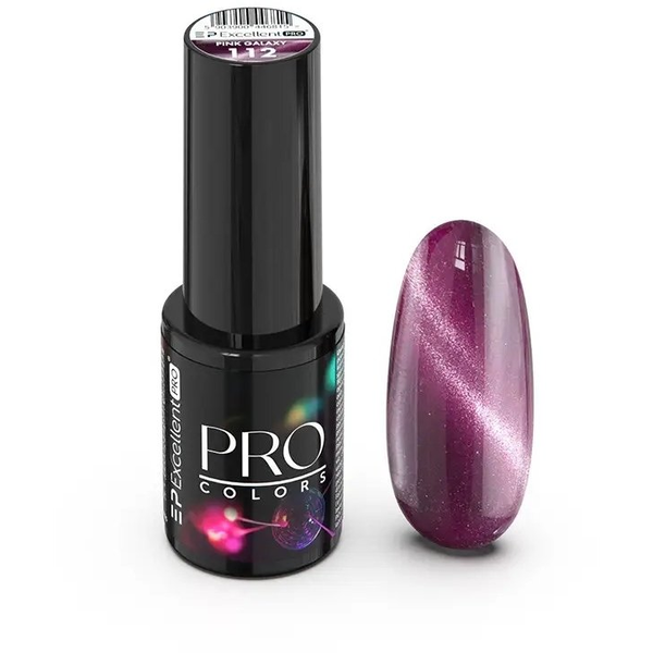 EXCELLENT PRO_Pro Colors Hema Free Cat Eye lakier hybrydowy 112 Pink Galaxy 7g