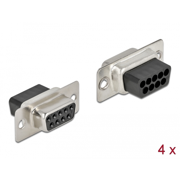 DELOCK D-Sub 9 Pin Crimp Buchse, Metall, 4 Stück