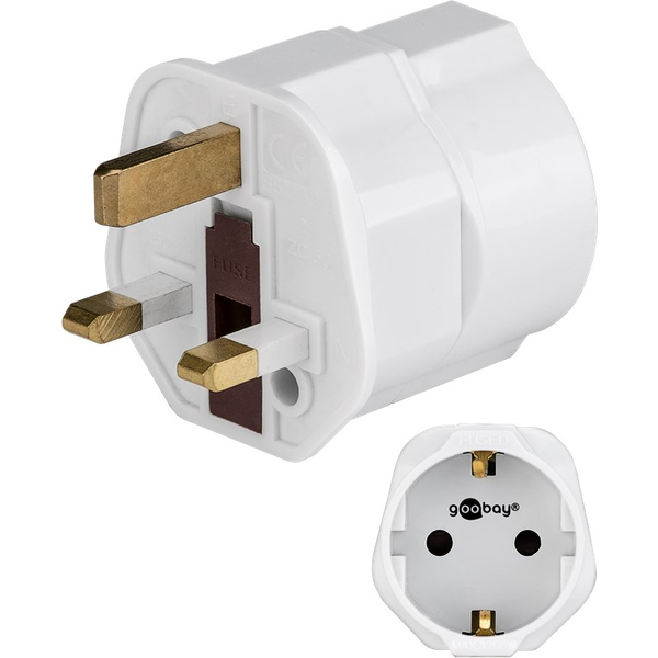 Goobay 45353 EU -> UK 250V Power Plug Utazó adapter - Fehér
