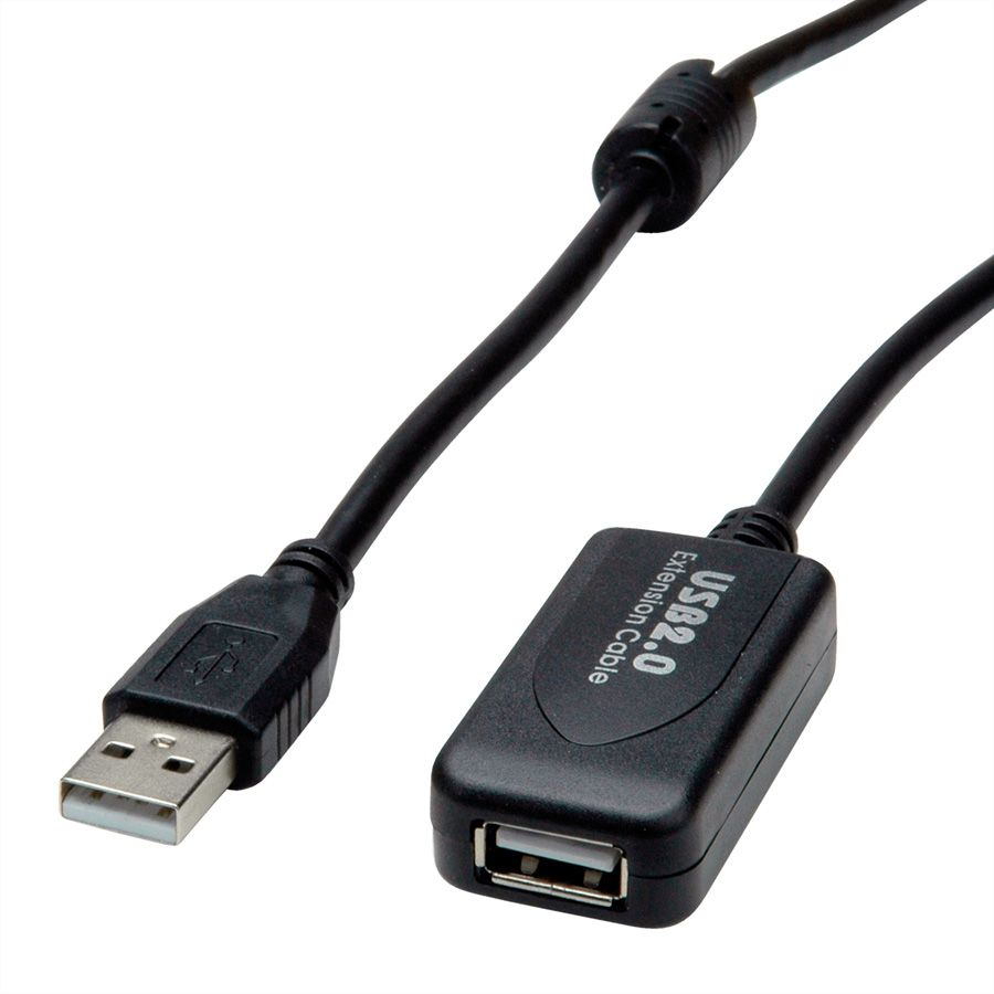 USB 2.0 predlžovací kábel, aktívny Repeater, čierny, 5 m