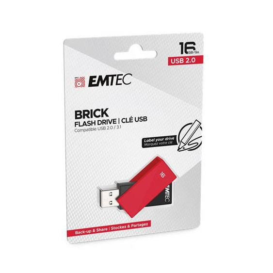 Pen Drive 16GB Emtec (C350) Brick 2.0 USB 2.0 piros (ECMMD16GC352)