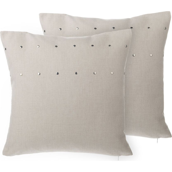 Conjunto De 2 Cojines Decorativos De Lino Beige 45x45 Cm Gaura