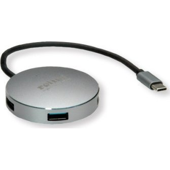 Roline 4 port USB kombinált hub Szürke