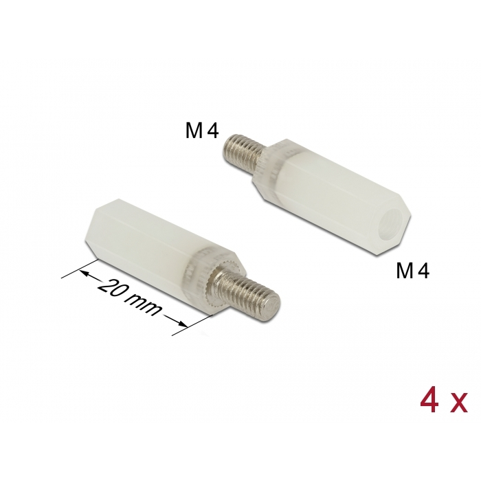 Delock Távtartó M4 - M4, hatszögletű, belső menetes / külső menetes, 20 mm-es, természetes szinű 4 d (60240) (60240)