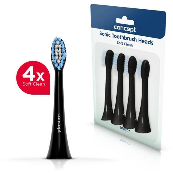 Concept ZK0007 pótfej PERFECT SMILE ZK40xx, Soft Clean fogkeféhez, fekete, 4db