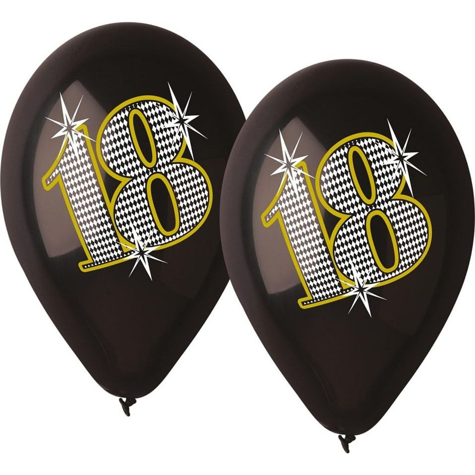 Happy Birthday 18 Black Lufi - 5 db, 30 cm (GODA2253)