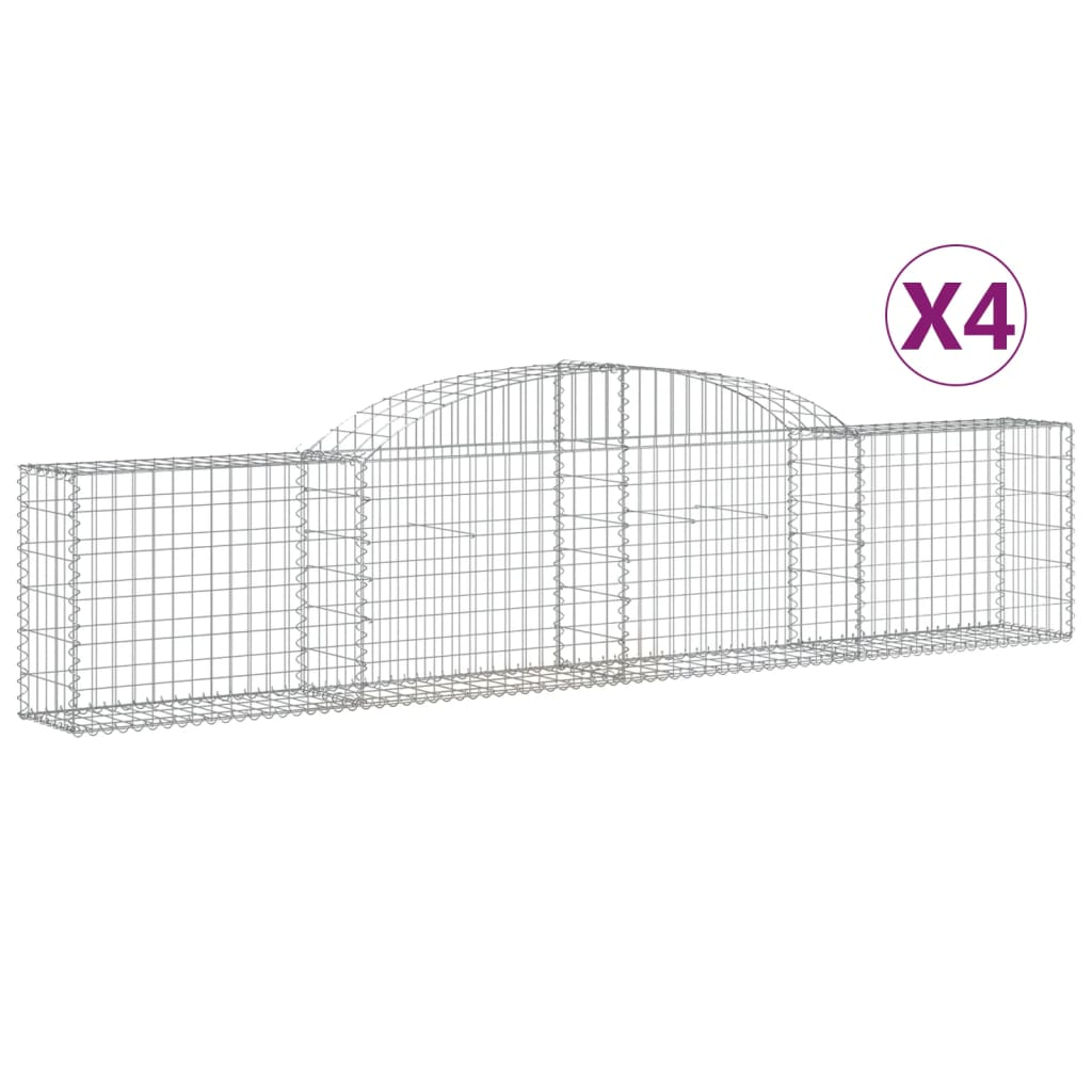 4 db íves horganyzott vas gabion kosár 300x30x60/80 cm (3146487)