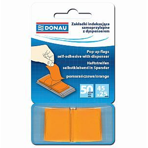  Donau ZAKŁADKA INDEKSUJĄCA Z DYSPENSEREM, DONAU, PP, 45X25MM, 50K, POMARAŃCZOWA 7558001PL-07