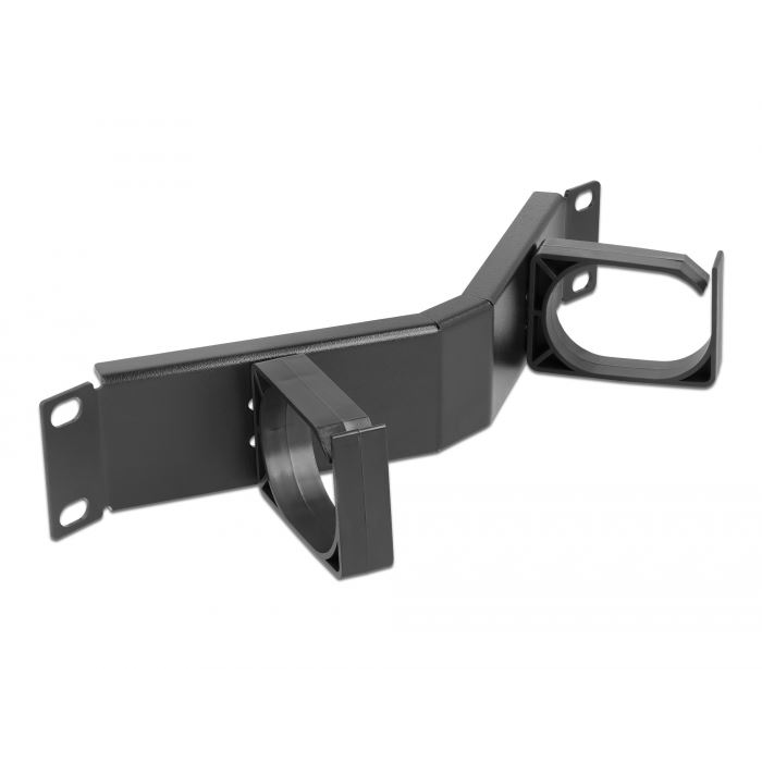 Delock 10” hálózati szekrényekhez hajlított kábelrendező irányító panel 2 hurokkal, 1U fekete (66666) (delock66666)