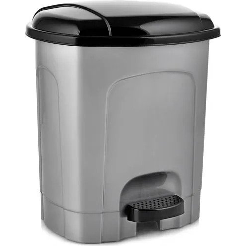 Kosz na śmieci z pedałem plastikowy szary 11,5 l