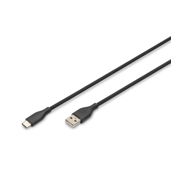 DIGITUS USB 2.0 Anschlusskabel Typ C -A Silikon St/St 0,5m s