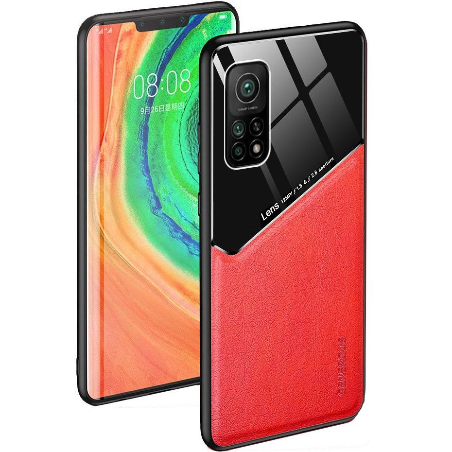 Huawei Mate 20, Szilikon tok, bőr és plexi hátlap, közepesen ütésálló, mágneses tartóval kompatibilis, Wooze Texture, piros (100975)