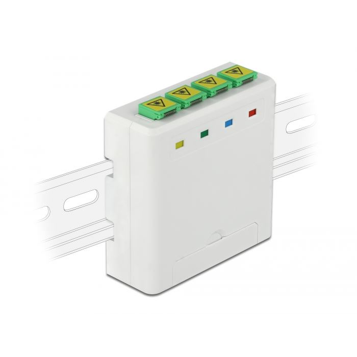 Delock 4 x SC Simplex/LC Duplex optikai rostkapcsoló doboz DIN sínhez (85921) (DL85921)