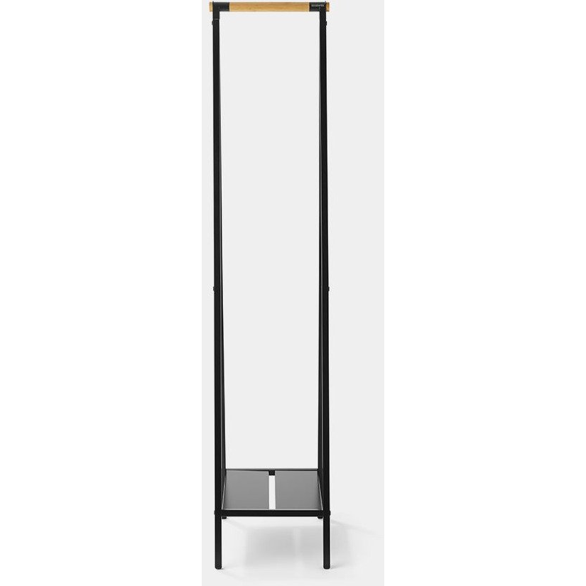 Brabantia Linn Clothes Rack Compact ruhatartó állvány, 340x1700x476mm kompakt méret, 1db alsó teli polc, bambusz rúd, acél váz, fekete - 229848 (229848)