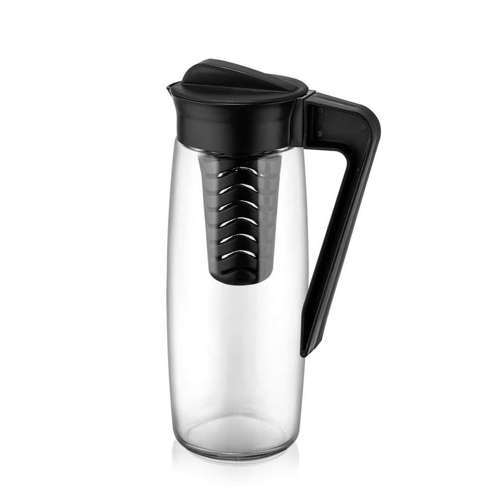 Iris C-00250 Karefe Oval Üveg kancsó gyümölcstartóval 1,6L - Fekete / elefántcsont (C-00250)