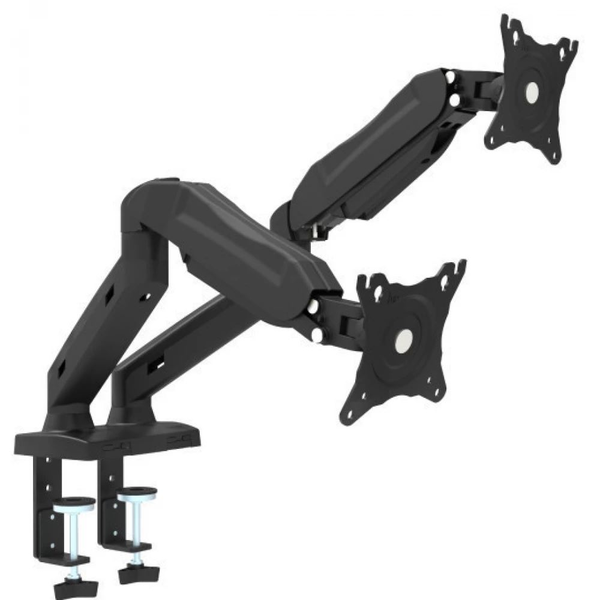 Стойка за бюро за 2 монитора, Omega 45067, 13''-27'', максимална височина 420 мм, ротация 180° и наклон 70°, VESA 75x75 и 100x100, макс. 8 кг, черна