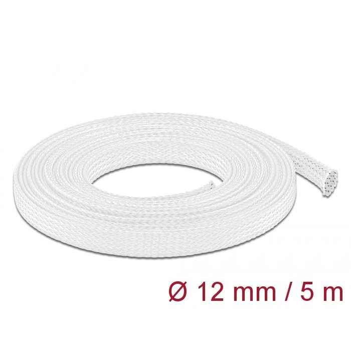 Delock fonott kábelharisnya nyújtható 5m x 12mm fehér (20694) (delock20694)