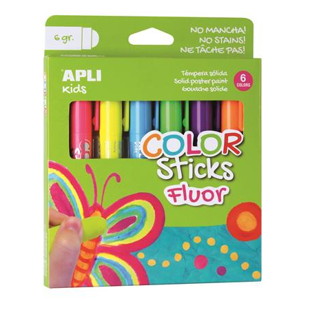 Apli Kids 6 darabos toll alakú tempera stift készlet - Fluoreszkáló színek (14404)