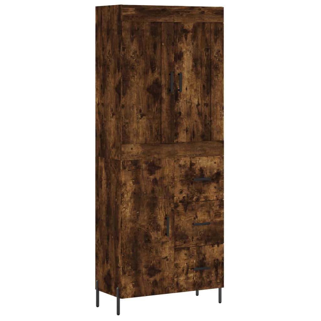 füstös tölgy színű szerelt fa magasszekrény 69,5 x 34 x 180 cm (3199822)