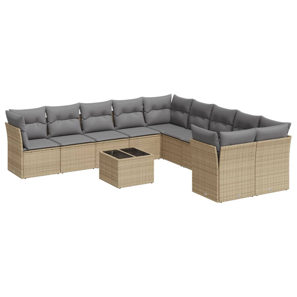 11 részes bézs polyrattan kerti ülőgarnitúra párnákkal (3250088)