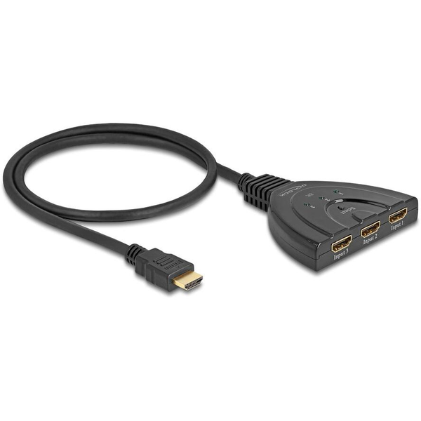 HDMI prepínač 3 x HDMI na 1 x HDMI 8K 60 Hz kábel 60 cm Delock 18649