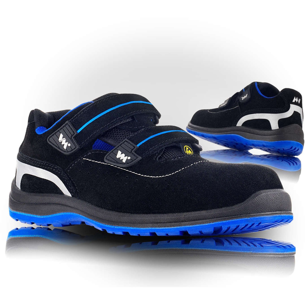 Sandały ochronne VM FOOTWEAR Parma 2195-S1P ESD, rozm. 43, czarno-niebieskie