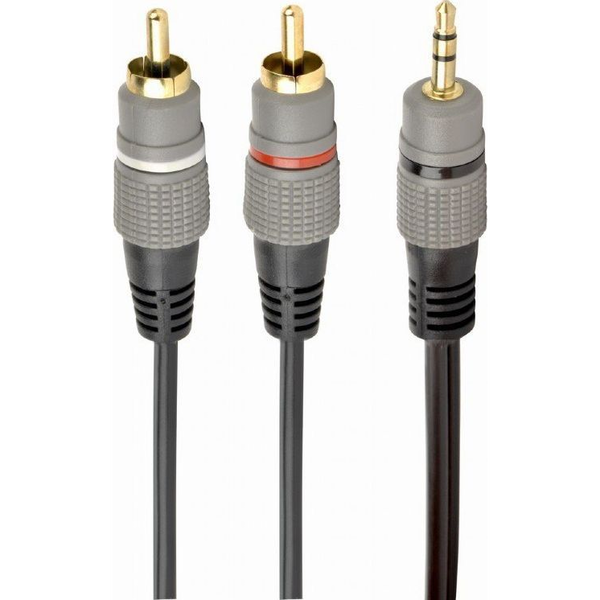 Gembird CCA-352-5M 3.5 mm stereo plug to 2xRCA plugs gold-plated connectors 5m cable Black