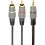 Gembird CCA-352-5M 3.5 mm stereo plug to 2xRCA plugs gold-plated connectors 5m cable Black