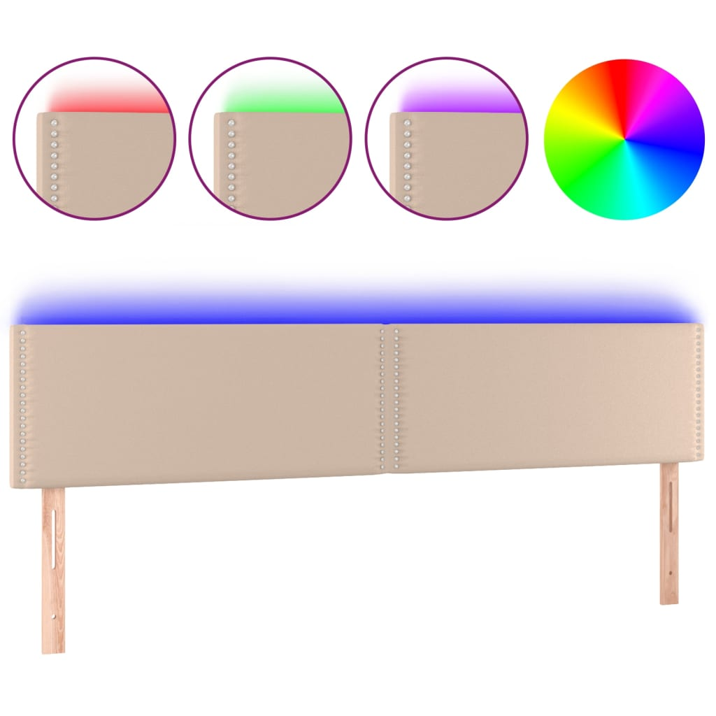 cappuccino színű műbőr LED-es fejtámla 160 x 5 x 78/88 cm (3121573)
