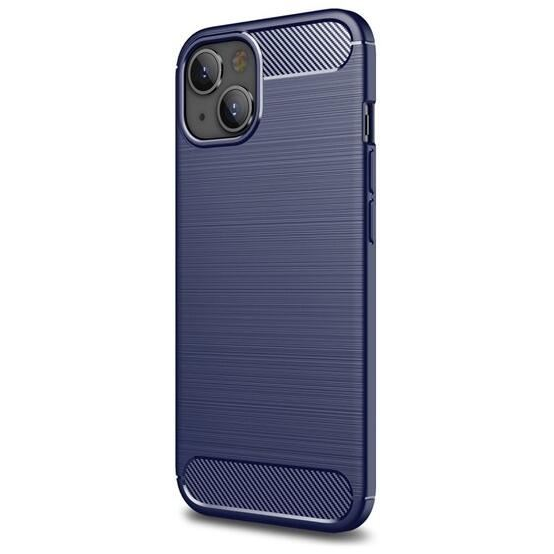Gigapack Apple iPhone 14 szálcsiszolt, karbon mintás tok sötétkék (GP-128591) (GP-128591)